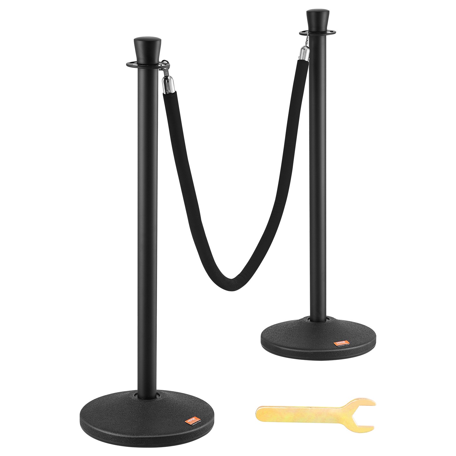 VEVOR Crowd Control Stanchion Posts 6-Pack & 6PCS 5FT Velvet Ropes Fillable Base