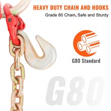 VEVOR V-Chain Bridle, 9620 lbs Working Load Limit, 5/16'' x 3' G80 Tow Chain with RTJ Cluster Hooks, DOT Certified, Galvanized Coating Manganese Steel & D-Shackle, for Lifting & Moving Activities