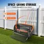 VEVOR Compost Spreader, 24.4-25.6" Height Adjustable Handle, 24" Wide, Lawn and Garden Peat Moss Roller with Side Latches, Powder Coated Steel Mesh Basket for Spreading Manure, Topsoil, Black
