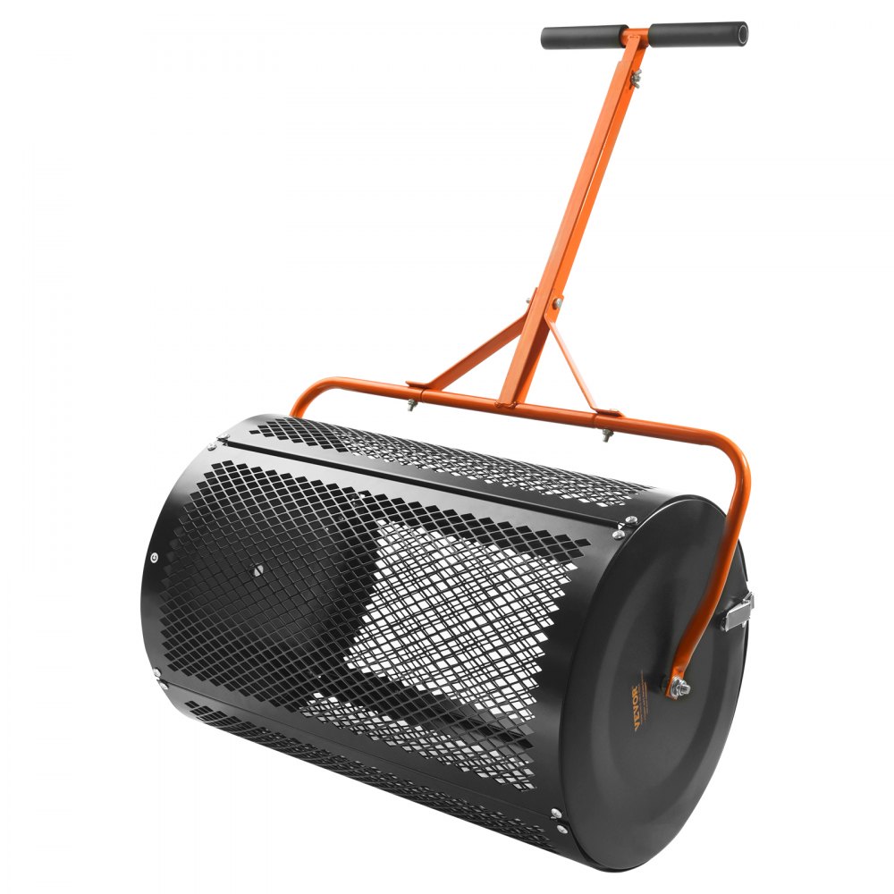 24" Compost Spreader Peat Moss Spreader Roller Lawn Spreader Black 24" Compost Spreader Peat Moss Spreader Roller Lawn Spreader Black