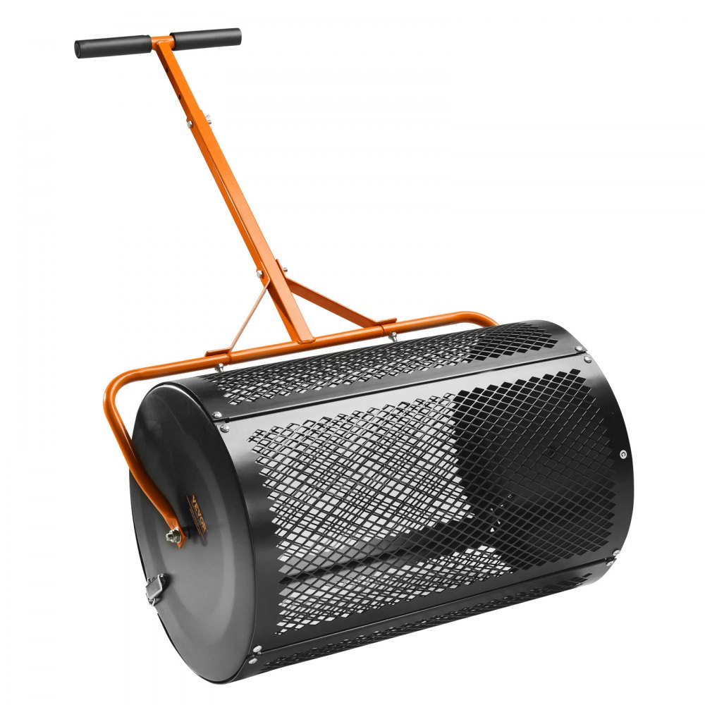 VEVOR 24" Compost Spreader Peat Moss Spreader Roller Lawn Spreader Black