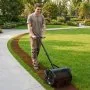 VEVOR Compost Spreader, 42 cm Wide Peat Moss Spreader with T Shaped Handle, 3 Heights Adjustable, Powder-Coated Steel Garden Peat Moss Roller, Heavy Duty Grass Seed Roller for Planting Seeding, Black