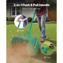 VEVOR Compost Spreader 24 in Peat Moss Spreader Roller Push/Tow Handle for Yard