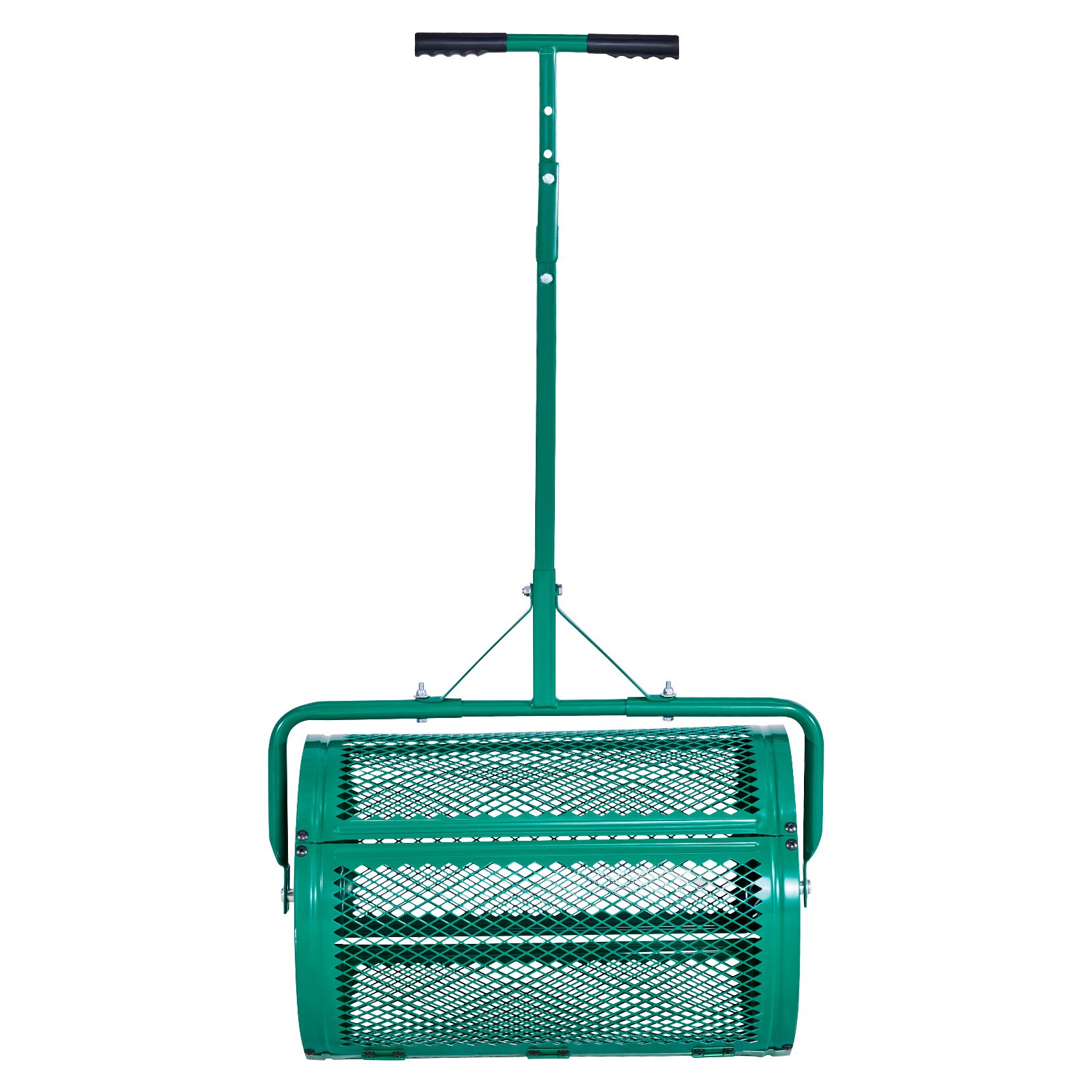 VEVOR Compost Spreader, 24 in Wide Peat Moss Spreader with Push/Tow Handle, 4 Heights Adjustable, Powder-Coated Steel Garden Peat Moss Roller, Heavy Duty Grass Seed Spreaders for Planting Seeding