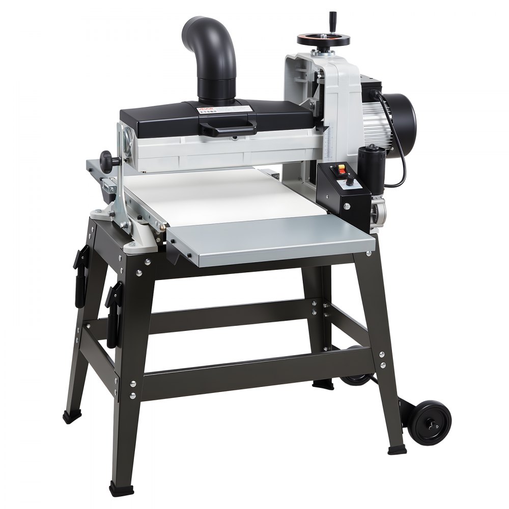 VEVOR 16" Drum Sander with Stand & Extension Tables, 1.5HP 1720RPM Dual Motor Drum Sander for Woodworking - Variable Speed Conveyor Belt, 4" Dust Collection Port for Cabinet & Furniture Finishing
