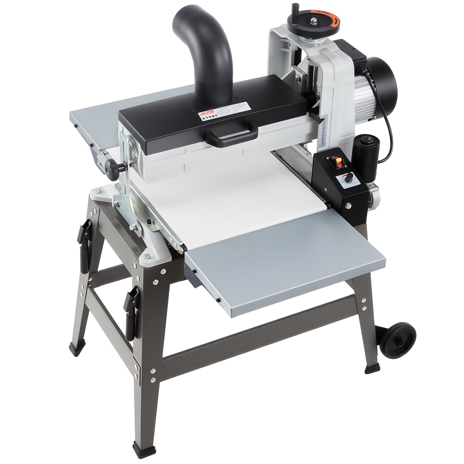 VEVOR 16" Drum Sander with Stand & Extension Tables, 1.5HP 1720RPM Dual Motor Drum Sander for Woodworking - Variable Speed Conveyor Belt, 4" Dust Collection Port for Cabinet & Furniture Finishing