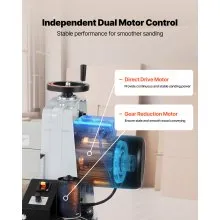 VEVOR 22" Drum Sander with Stand & Extension Tables, 1.75HP 1440RPM Dual Motor Drum Sander for Woodworking - Variable Speed Conveyor Belt, 4" Dust Collection Port for Cabinet & Furniture Finishing