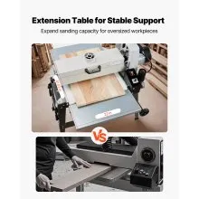VEVOR 22" Drum Sander with Stand & Extension Tables, 1.75HP 1440RPM Dual Motor Drum Sander for Woodworking - Variable Speed Conveyor Belt, 4" Dust Collection Port for Cabinet & Furniture Finishing
