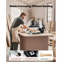 VEVOR 10" Benchtop Drum Sander, 1HP 1725RPM Dual Motor Drum Sander for Woodworking - Variable Speed Conveyor Belt & 4" Dust Collection Port for Cabinet Making & Furniture Finishing