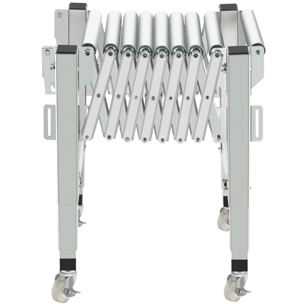 VEVOR Adjustable Gravity Conveyor Roller 21-50" Length 22-35" Height Roller Conveyor 110 lbs Load Capacity Gravity Conveyor with 1.5'' Galvanized Steel Rollers for Warehouses Assembly Areas Factories
