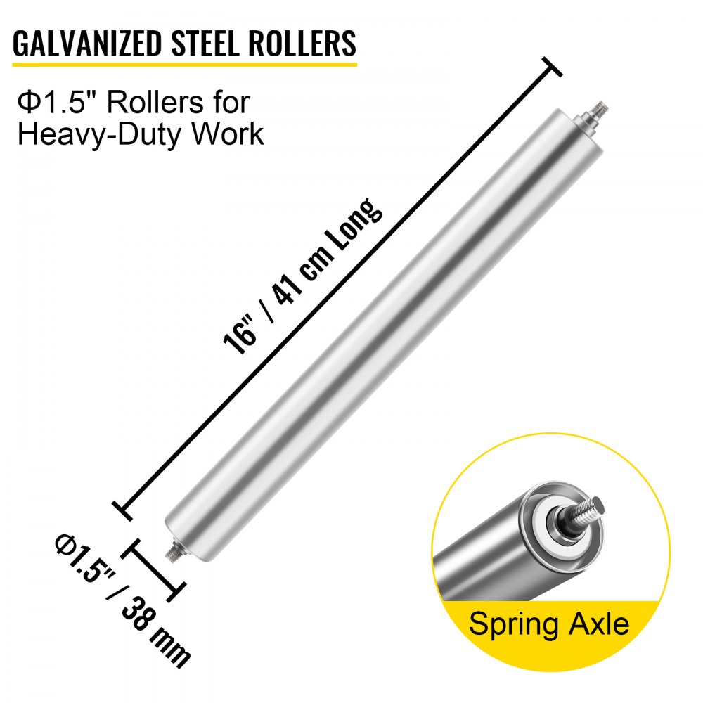 VEVOR Adjustable Gravity Conveyor Roller 21-50" Length 22-35" Height Roller Conveyor 110 lbs Load Capacity Gravity Conveyor with 1.5'' Galvanized Steel Rollers for Warehouses Assembly Areas Factories