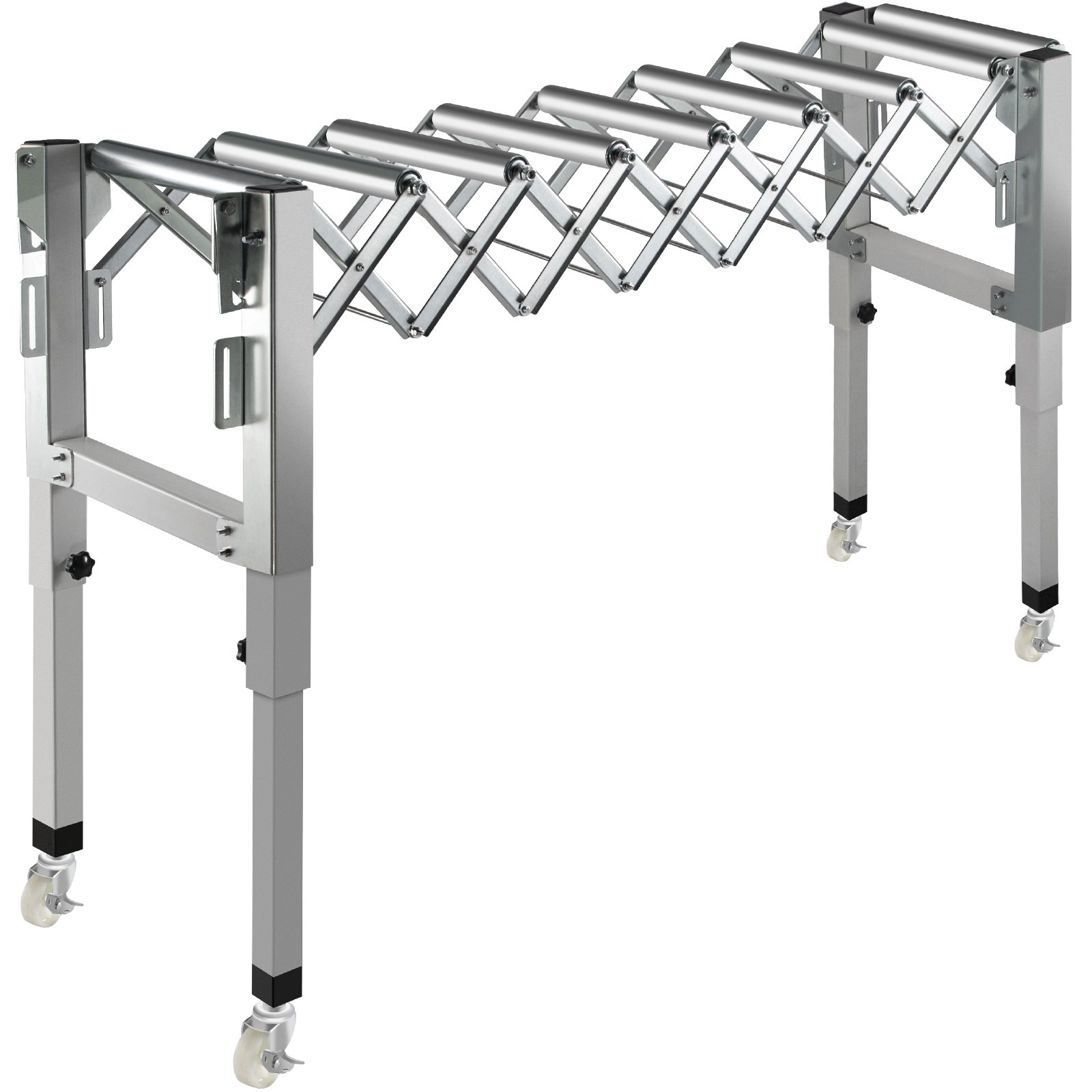 VEVOR Adjustable Gravity Conveyor Roller 21-50" Length 22-35" Height Roller Conveyor 110 lbs Load Capacity Gravity Conveyor with 1.5'' Galvanized Steel Rollers for Warehouses Assembly Areas Factories