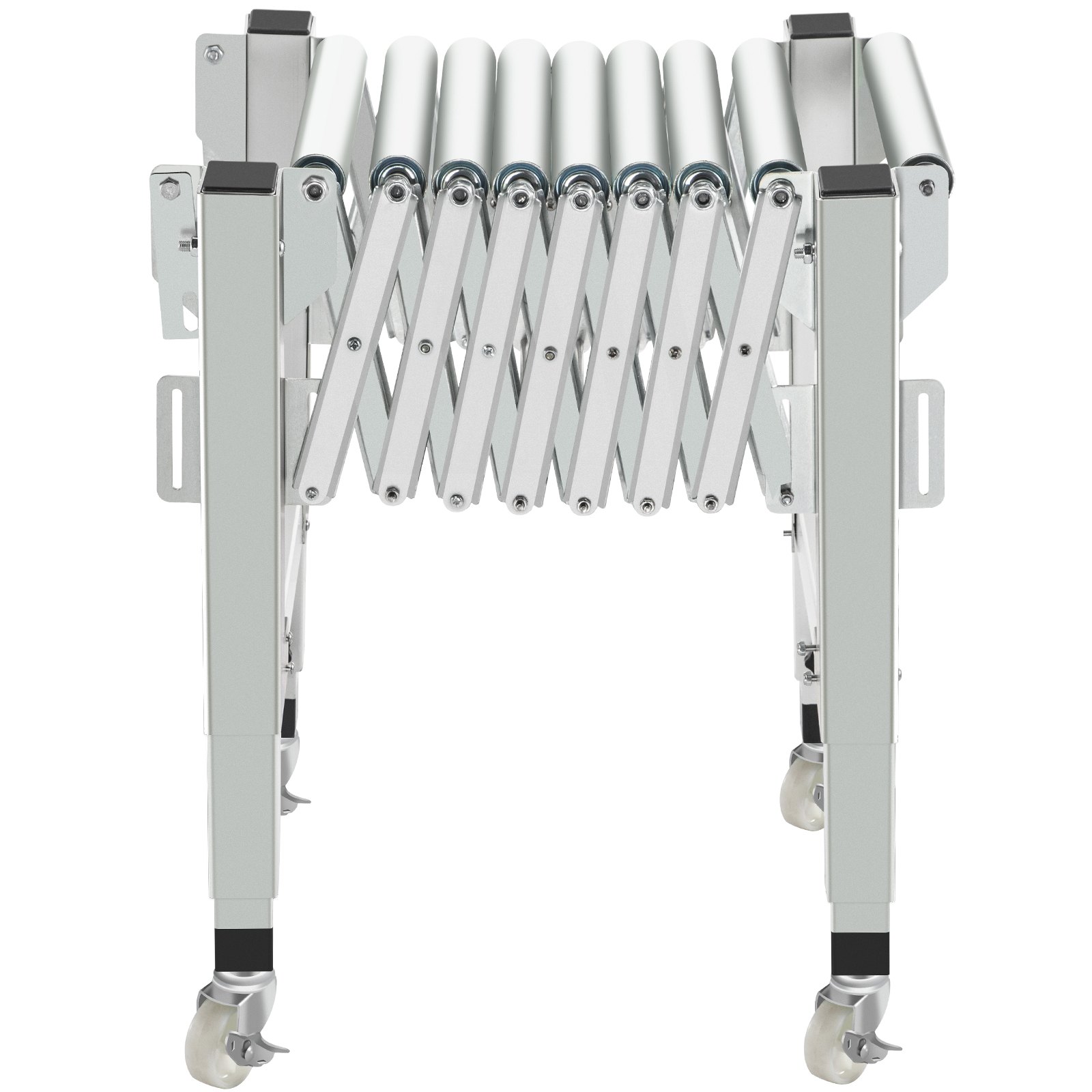 VEVOR Adjustable Gravity Conveyor Roller 21-50" Length 22-35" Height Roller Conveyor 110 lbs Load Capacity Gravity Conveyor with 1.5'' Galvanized Steel Rollers for Warehouses Assembly Areas Factories