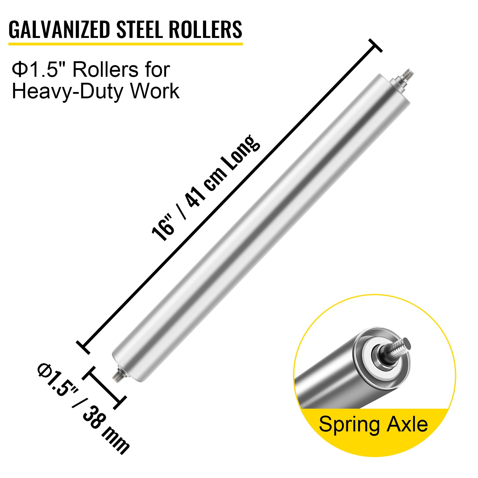 VEVOR Adjustable Gravity Conveyor Roller 21-50" Length 22-35" Height Roller Conveyor 110 lbs Load Capacity Gravity Conveyor with 1.5'' Galvanized Steel Rollers for Warehouses Assembly Areas Factories