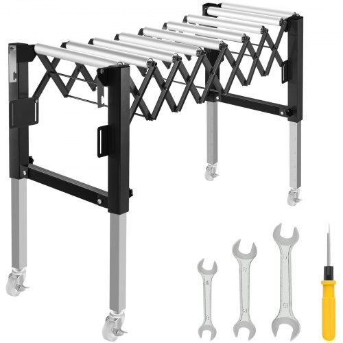 VEVOR Adjustable Gravity Conveyor Roller 18-51" Length 27-43" Height Roller Conveyor 110 lbs Load Capacity Gravity Conveyor with 1.5'' Galvanized Steel Rollers for Warehouses Assembly Areas Factories