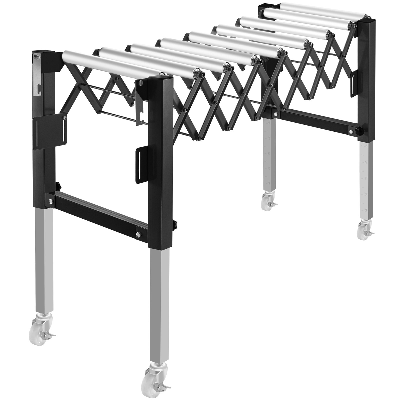 Transportador de rodillos de gravedad ajustable VEVOR 18-51" Longitud 27-43" Altura Transportador de rodillos 110 lbs Capacidad de carga Transportador de gravedad con rodillos de acero galvanizado de 1.5'' para almacenes Áreas de ensamblaje Fábricas