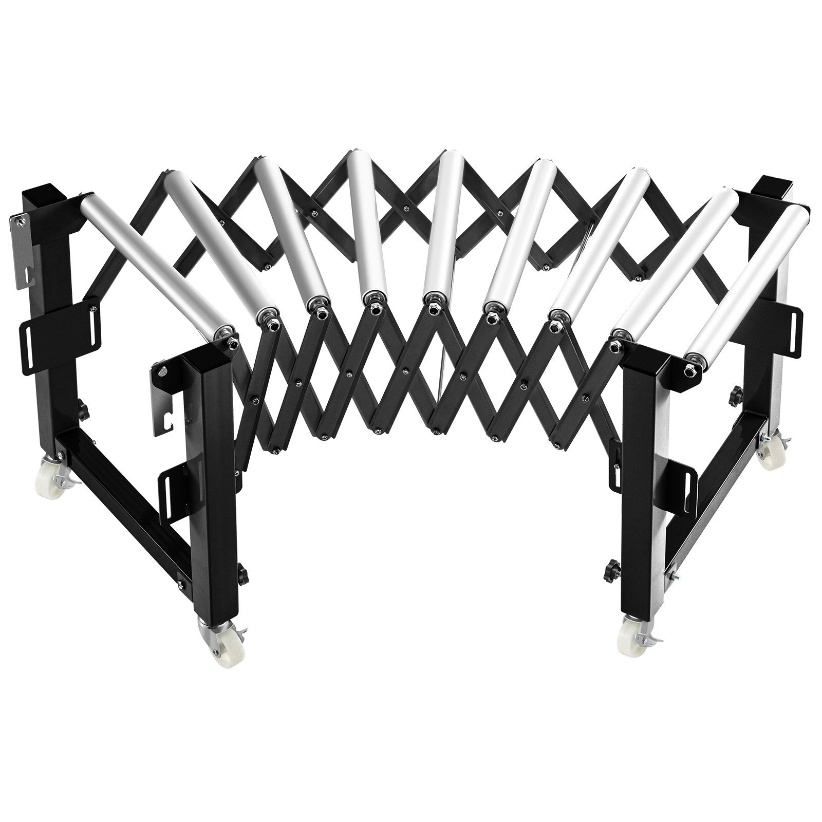 Transportador de rodillos de gravedad ajustable VEVOR 18-51" Longitud 27-43" Altura Transportador de rodillos 110 lbs Capacidad de carga Transportador de gravedad con rodillos de acero galvanizado de 1.5'' para almacenes Áreas de ensamblaje Fábricas