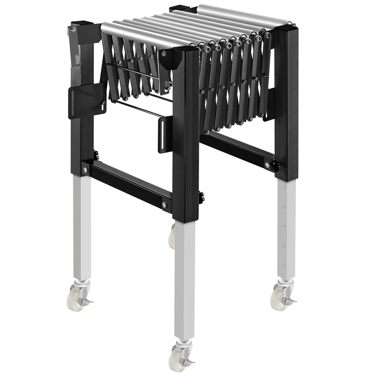Transportador de rodillos de gravedad ajustable VEVOR 18-51" Longitud 27-43" Altura Transportador de rodillos 110 lbs Capacidad de carga Transportador de gravedad con rodillos de acero galvanizado de 1.5'' para almacenes Áreas de ensamblaje Fábricas