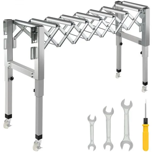 VEVOR Adjustable Gravity Conveyor Roller 27-45" Length 21-33" Height Roller Conveyor 110 lbs Load Capacity Gravity Conveyor with 1.7'' Galvanized Steel Rollers for Warehouses Assembly Areas Factories