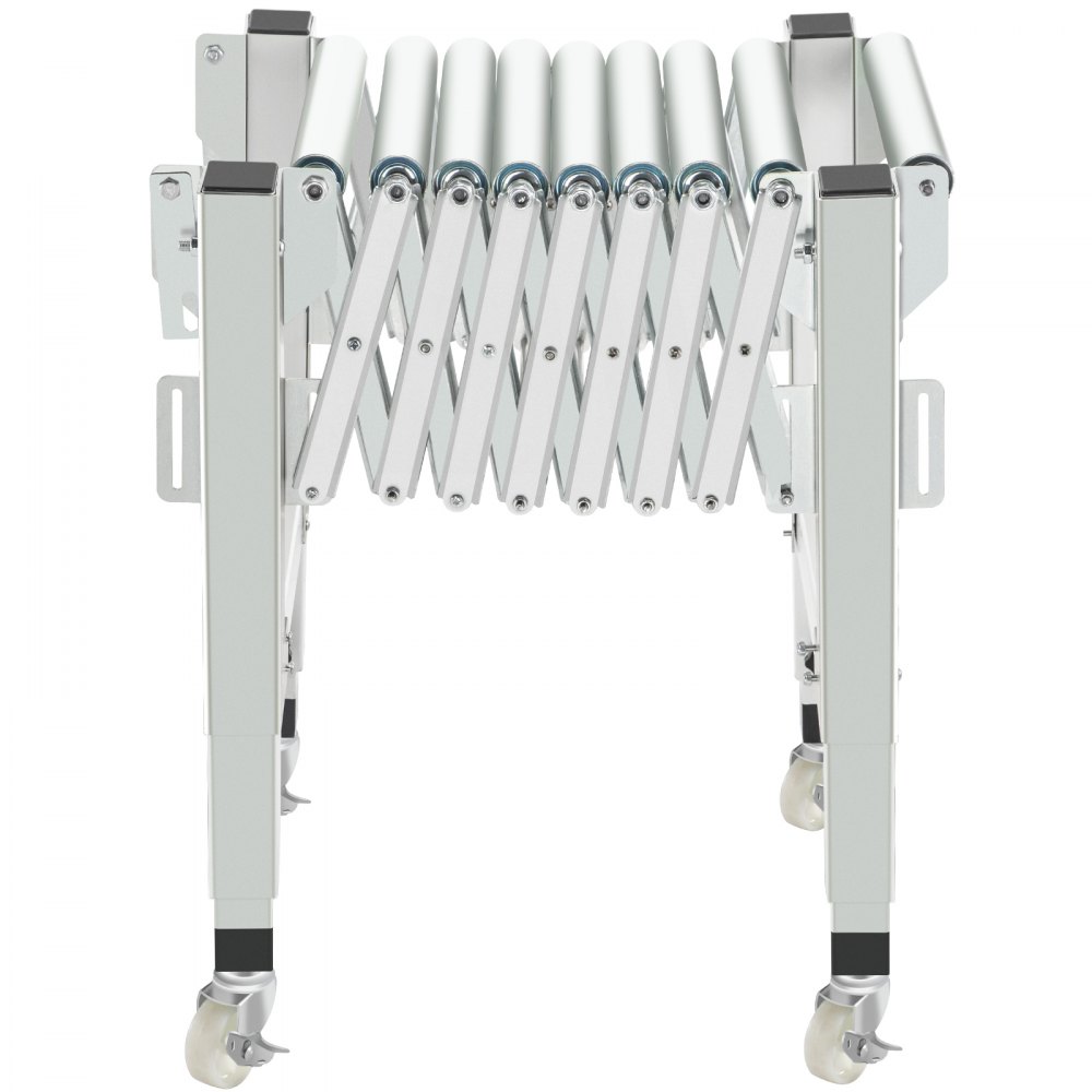 Transportador de rodillos de gravedad ajustable VEVOR 27-45" Longitud 21-33" Altura Transportador de rodillos 110 lbs Capacidad de carga Transportador de gravedad con rodillos de acero galvanizado de 1.7'' para almacenes Áreas de ensamblaje Fábricas