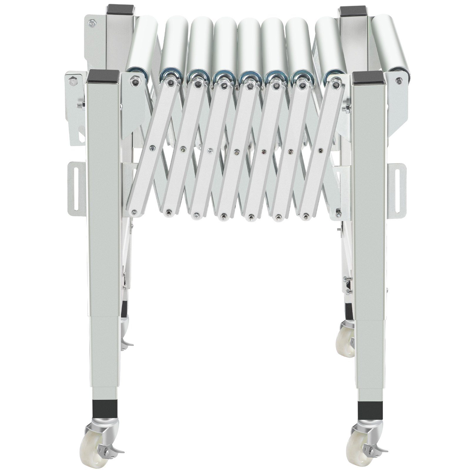 Transportador de rodillos de gravedad ajustable VEVOR 27-45" Longitud 21-33" Altura Transportador de rodillos 110 lbs Capacidad de carga Transportador de gravedad con rodillos de acero galvanizado de 1.7'' para almacenes Áreas de ensamblaje Fábricas