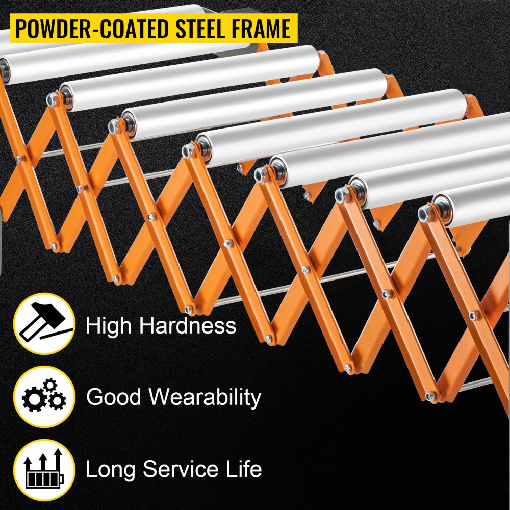 VEVOR Adjustable Gravity Wheel 9 Roller Conveyor 69-140cm Length 50-80cm Height