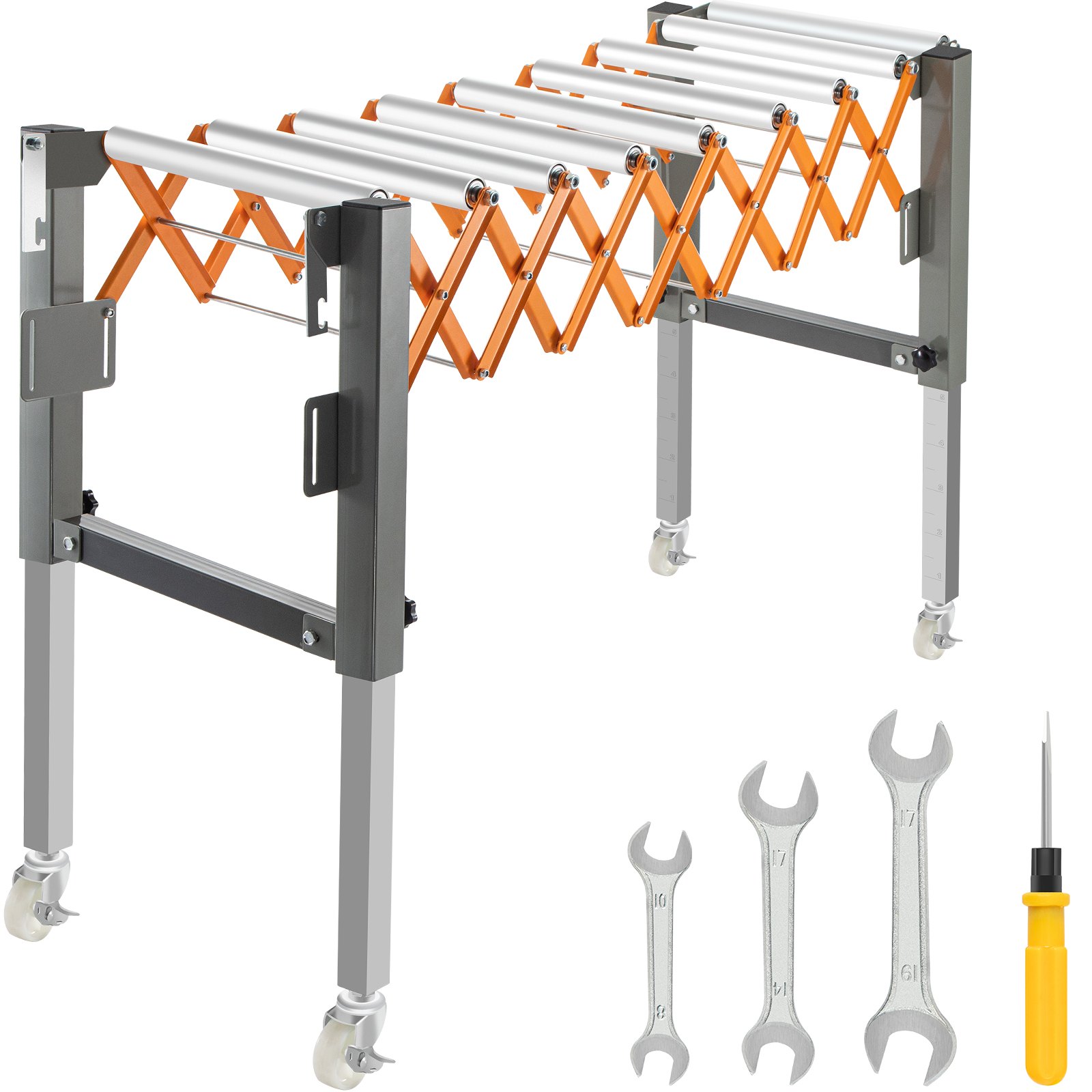 VEVOR Adjustable Gravity Wheel 9 Roller Conveyor 69-140cm Length 50-80cm Height