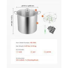 Canning Pot with Rack and Glass Lid 21 QT Stainless Steel Waterbath Canner