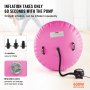 Colchoneta inflable VEVOR rosa con 3 boquillas, válvula de marca y bomba de aire eléctrica de 600 W para un inflado rápido.