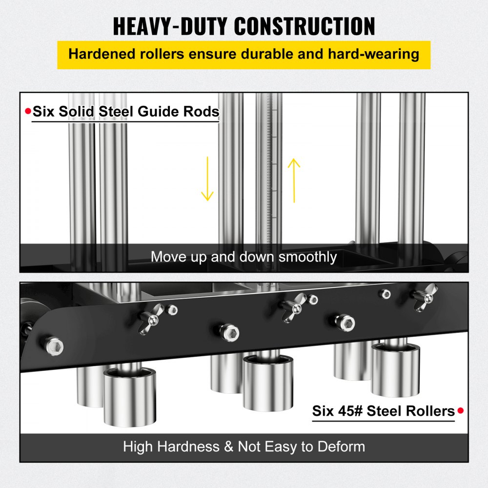 VEVOR Three-Station Edge Roller, Large Radius, 0-90° Bending Angle Sheet Metal Brake, Quickly Adjusts for Making 0.63\"-5.7\" Bends in 30-19 Gauge Steel, for Clean Crisp Bends in Metal Roofing Materia