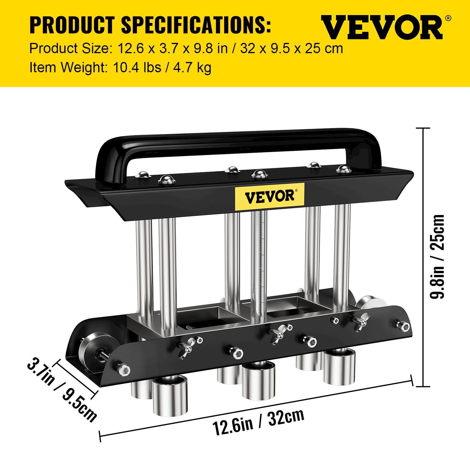 VEVOR Sheet Metal Brake, 0-90° Bending Angle, 3-Station Design Edge Roller, 0.63" to 5.7"(16-145 mm) Bend Range in 30-19 Gauge Steel, for Making Bends on a Straight Panel or Curve