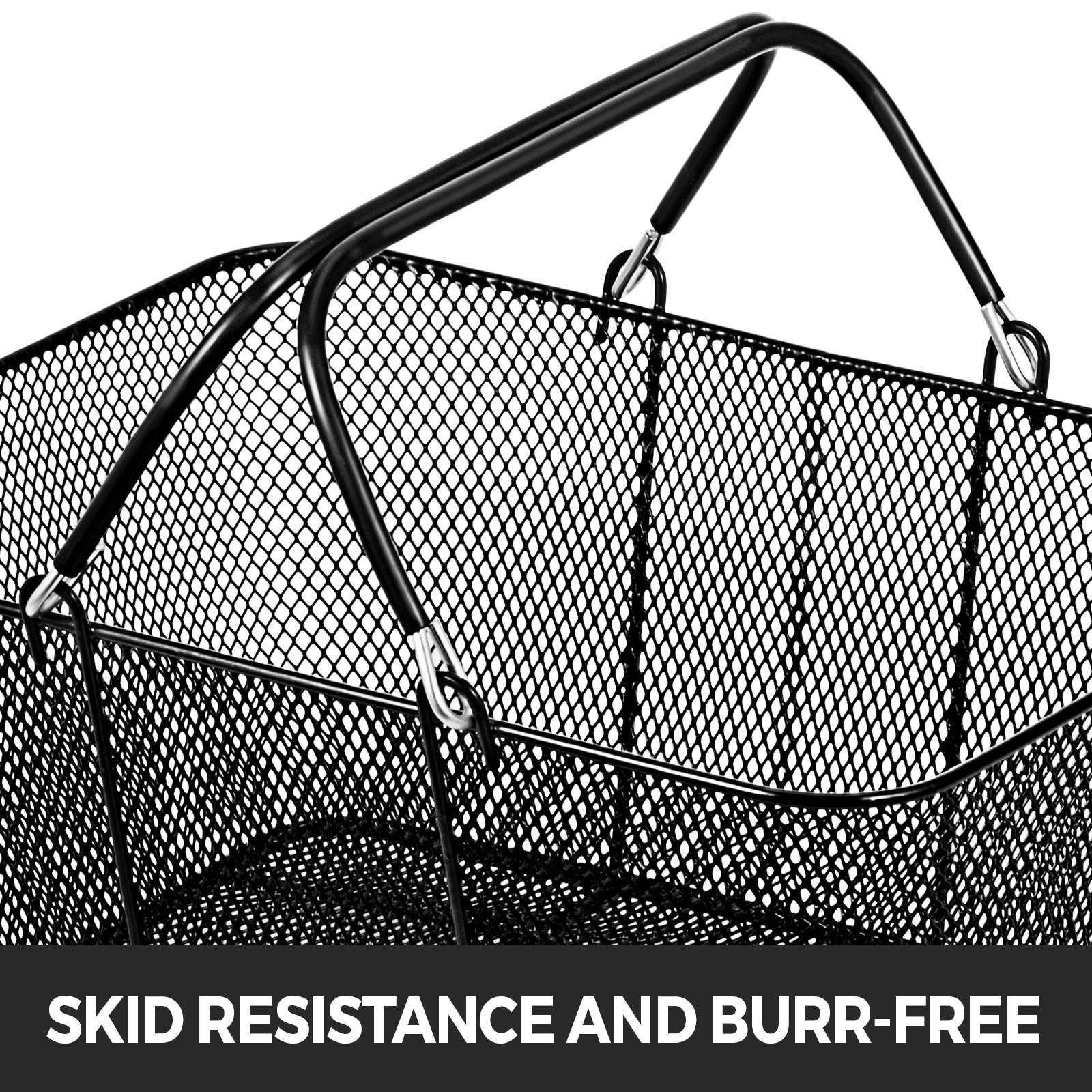 VEVOR 12PCS Shopping Baskets with Handles, Black Metal Shopping Basket, Portable Wire Shopping Basket, Black Wire Mesh shopping Basket Set for Stores Shopping