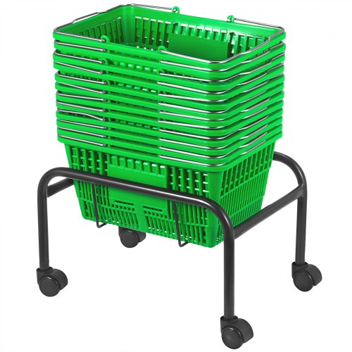Paquete de cesta de la compra de plástico verde de 12 Supermercado Durable Ligero Pro