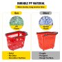 VEVOR 6 STK handlekurver, rullende handlekurv i plast med hjul, røde handlekurver med håndtak, bærbart handlekurvsett for detaljhandel