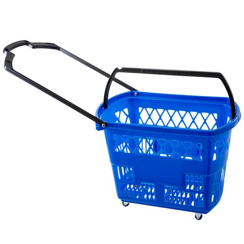 Shopping Basket with Handle on Castors- Blue Pack of 6