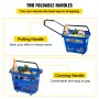 VEVOR 6PCS Shopping Carts, Blue Shopping Baskets with Handles, Plastic Rolling Shopping Basket with Wheels, Portable Shopping Basket Set for Retail Store