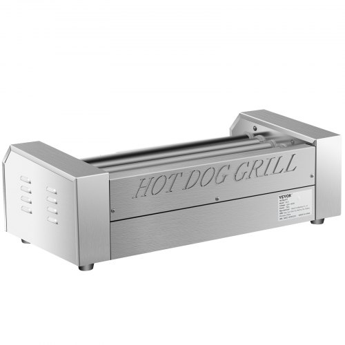VEVOR Hot Dog Roller, 12 Hot Dog Capacity 5 Rollers, 750W Stainless Steel Cook Warmer Machine with Dual Temp Control, LED Light and Detachable Drip Tray, Sausage Grill Cooker for Kitchen Restaurant