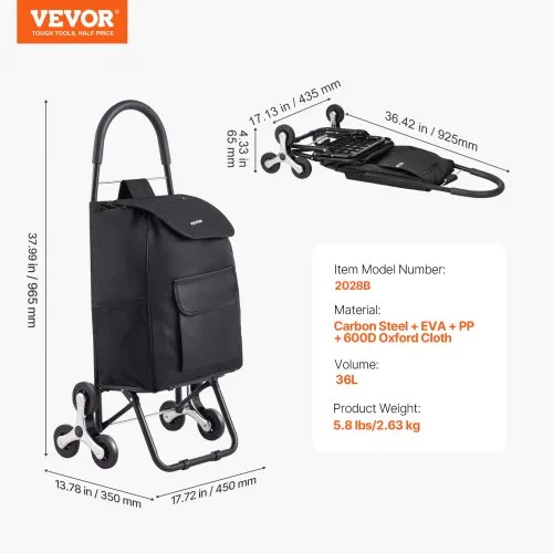 Kokkupandav trepikäru 36 L, 50 kg, teras — pilt 7
