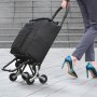VEVOR Stair Climber Trolley Dolly, 36L Folding Shopping Cart, Grocery Cart Trolley Laundry Stair Climbing Handcart with 6 Wheels & Oxford Cloth Bag, Foldable Cart for Shopping Grocery Laundry, Black