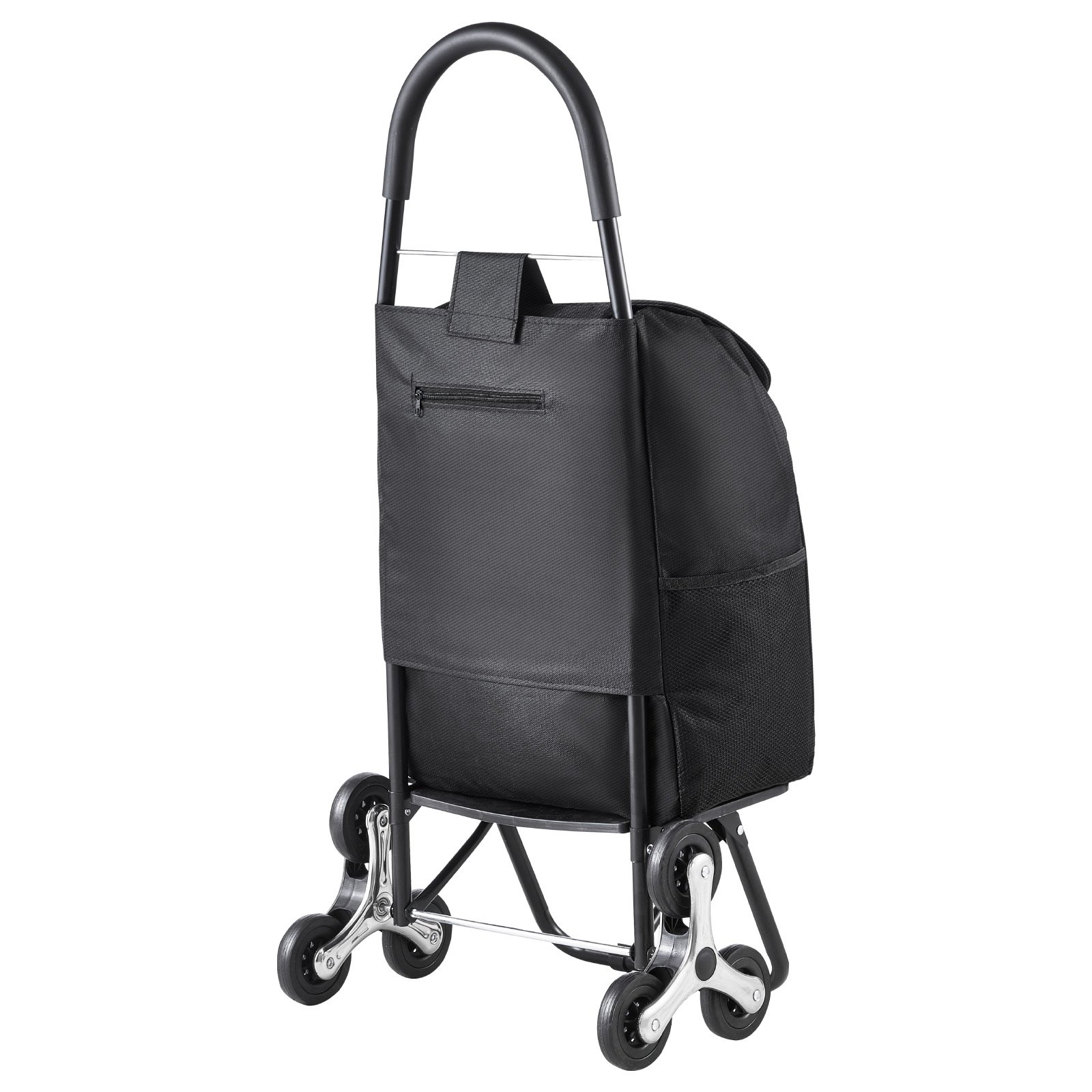 VEVOR Stair Climber Trolley Dolly, 36L Folding Shopping Cart, Grocery Cart Trolley Laundry Stair Climbing Handcart with 6 Wheels & Oxford Cloth Bag, Foldable Cart for Shopping Grocery Laundry, Black