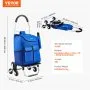 VEVOR Stair Climber Trolley Dolly, 36L Folding Shopping Cart, Grocery Cart Trolley Laundry Stair Climbing Handcart with 6 Wheels & Oxford Cloth Bag, Foldable Cart for Shopping Grocery Laundry Climbing