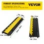 VEVOR - Rampa protectora de cable de goma de 3 canales, 1,2 x 1,2 pulgadas, resistente, para cable de alambre, reductor de velocidad, manguera de entrada, protector de rampa