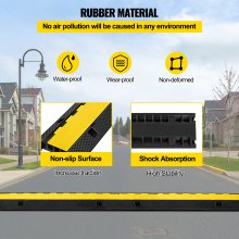 VEVOR 3 Channel Rubber Cable Protector Ramp 1.2 x 1.2 Inch Channel Heavy Duty Cable Wire Cord Cover Ramp Speed Bump Driveway Hose Cable Ramp Protector
