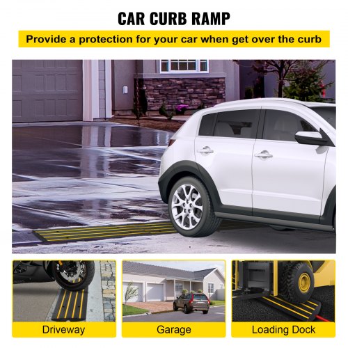 VEVOR 1pcs Car Driveway Rubber Curb Ramps Heavy Duty 22000lbs Capacity Threshold Ramp 2.5 Inch High Cable Cover Curbside Bridge Ramp for Loading Dock Garage Sidewalk cabel cover protector