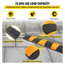 VEVOR 6 Feet Rubber Driveway Heavy Duty Cable Protector Ramp 72.8 x 12 x 2.4 Inch  2-Channel Garage Gravel Roads Asphalt Concrete, 6ft-Speed Bump, 185 x 31 x 5.5 cm