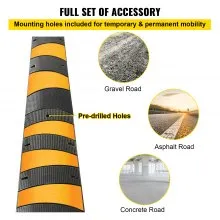 VEVOR 2pcs 6 Feet Rubber Driveway Modular Heavy Duty Speed 72.4 x 12 x 2.4 Inch Cable Protector Ramp for Garage Gravel Roads Asphalt Concrete, 2Pack-6Ft-Speed Bump