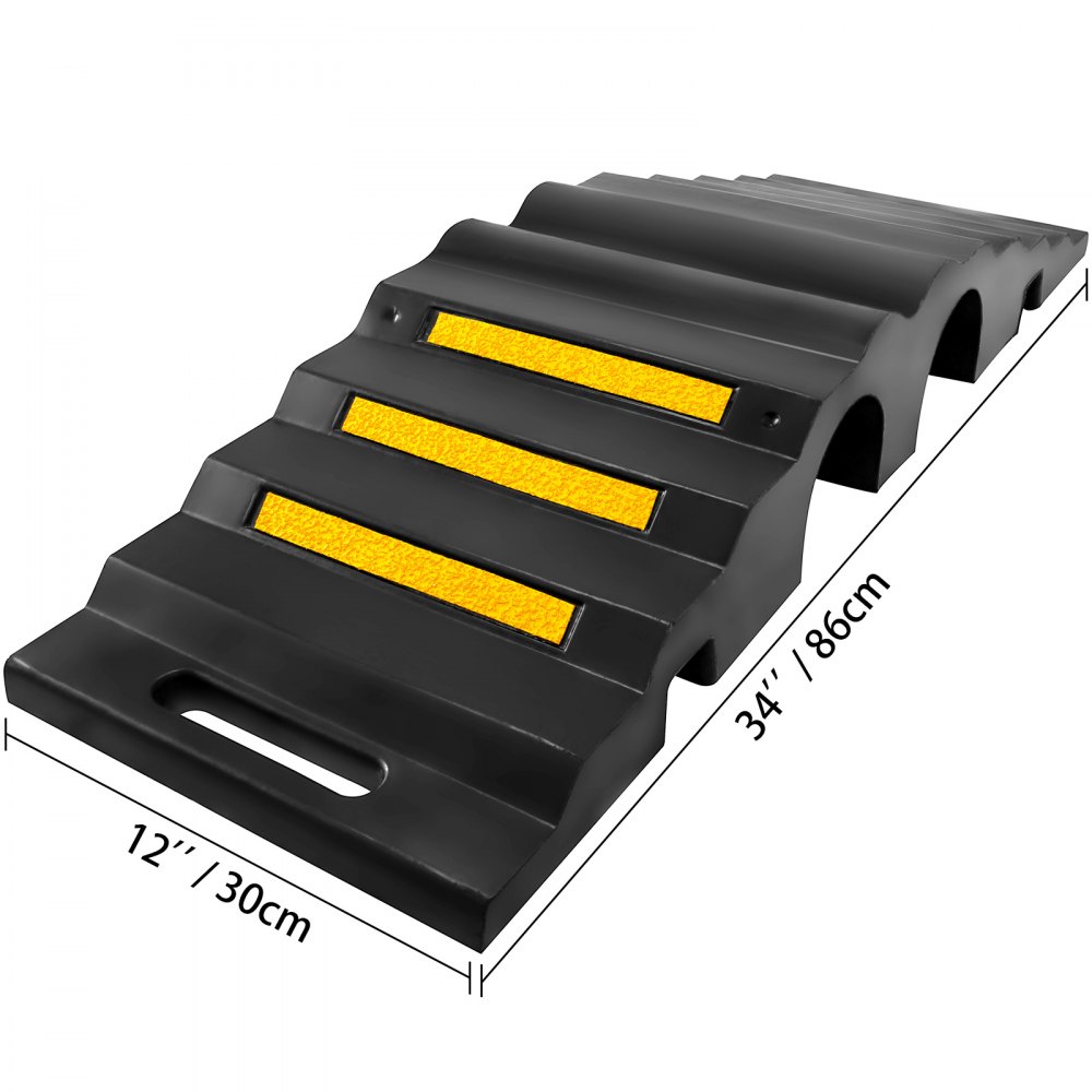2pcs Rubber Cable Protector Ramp 2-channel Hose Bridge Interlock Cord Cover