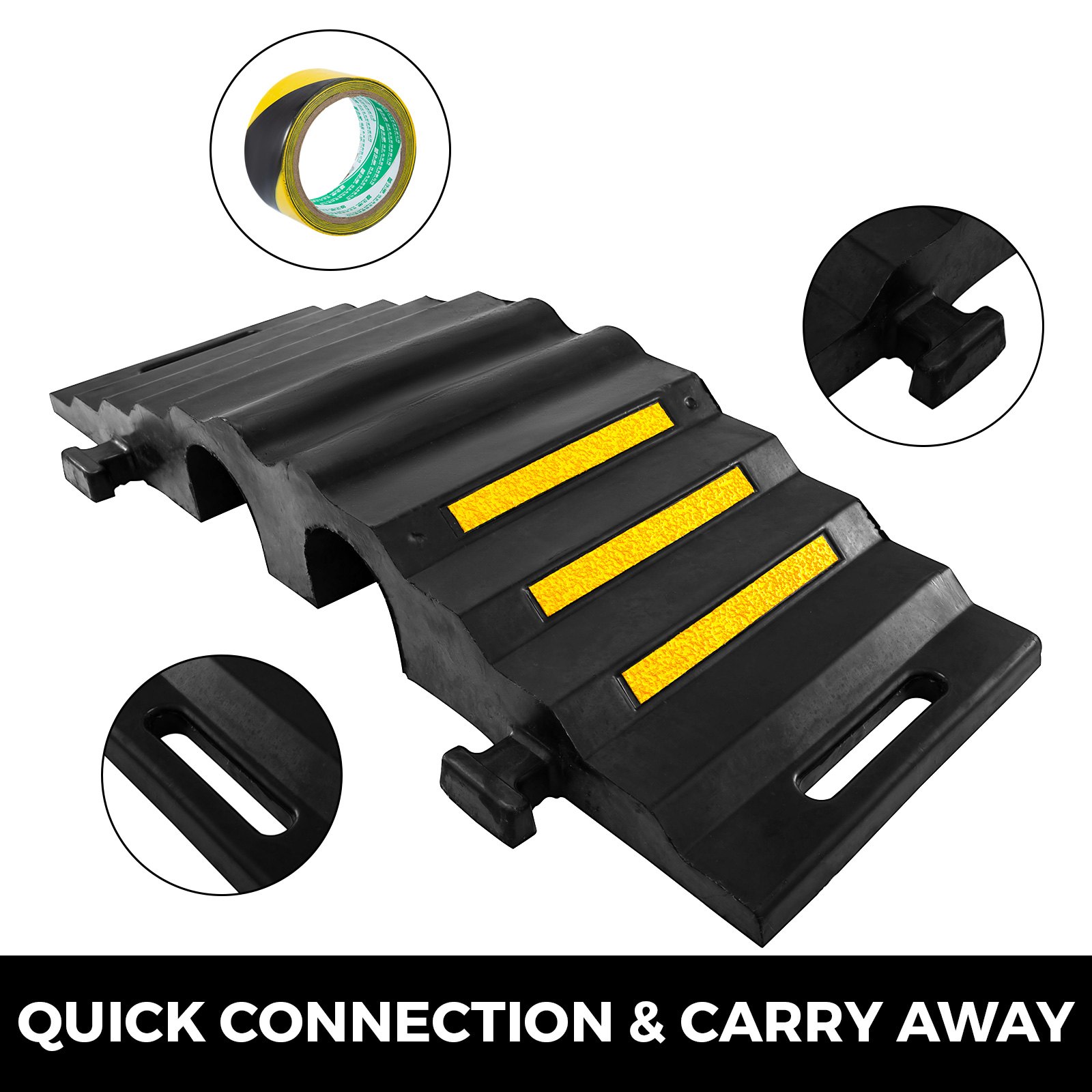 2pcs Rubber Cable Protector Ramp 2-channel Hose Bridge Interlock Cord Cover