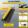 VEVOR 4 Pack Rubber Cable Protector Ramp 2 Channel Heavy Duty 66,000LB Load Capacity Cable Wire Cord Cover Ramp Speed Bump Driveway Hose Cable Ramp Protective Cover