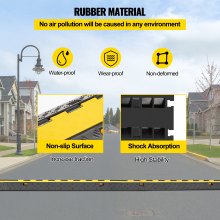 VEVOR  4 Pack Rubber Cable Protector Ramp 103x25.5x5 cm 2 Channel Heavy Duty 66000lbs Load Capacity Cable Wire Cord Cover Ramp Speed Bump Driveway Hose Cable Ramp Protective Cover